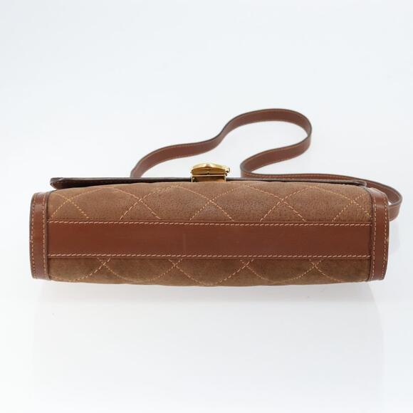 GUCCI Shoulder Bag Suede Leather Brown Gold - Picture 9 of 12